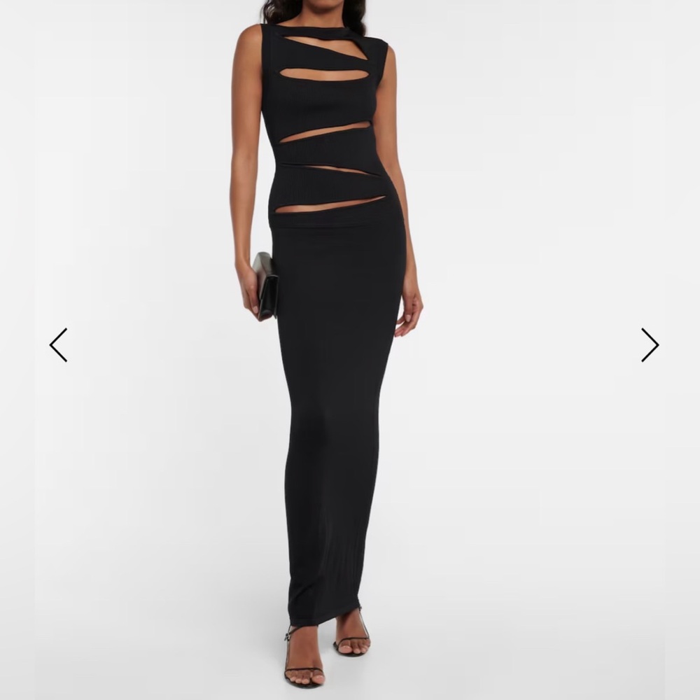 Christopher Esber Cutout Ribbed Knit Dress in Black Sz Small